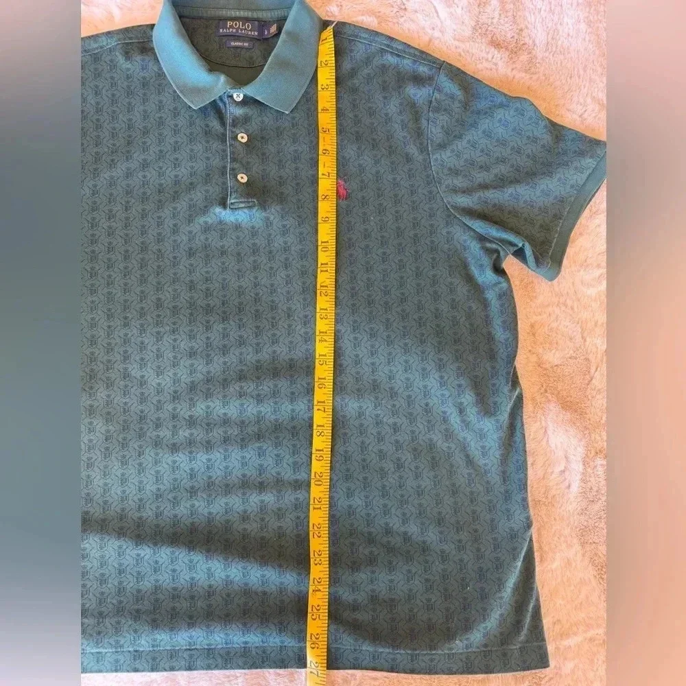 Polo Ralph Lauren Mens Polo Green Crest all over print size Large classic fit